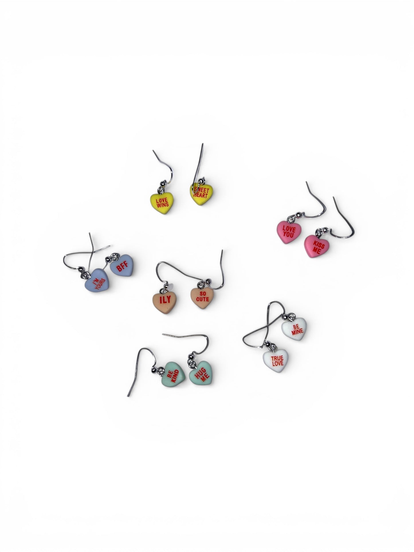 Candy Heart Message Dangle Earrings