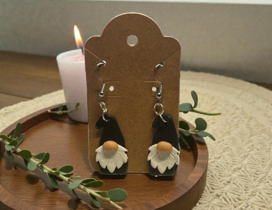 Gnome Dangle Earrings in Black – Handmade Whimsical Jewelry
