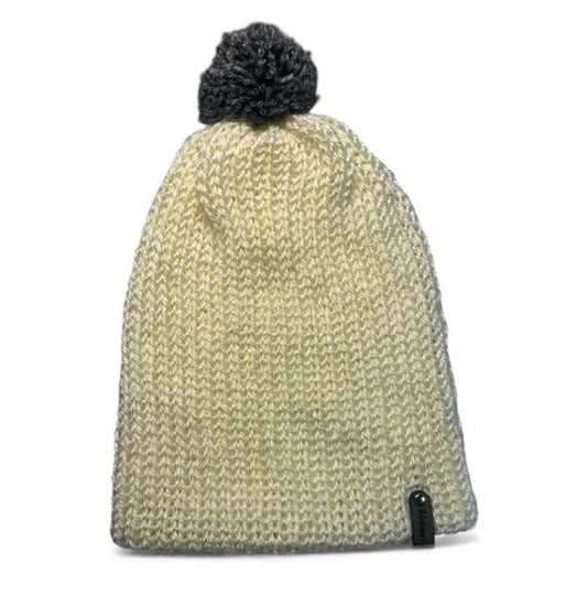 Hand-Knit Cream Pom Pom Beanie