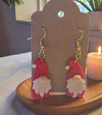 Red gnome glow earrings