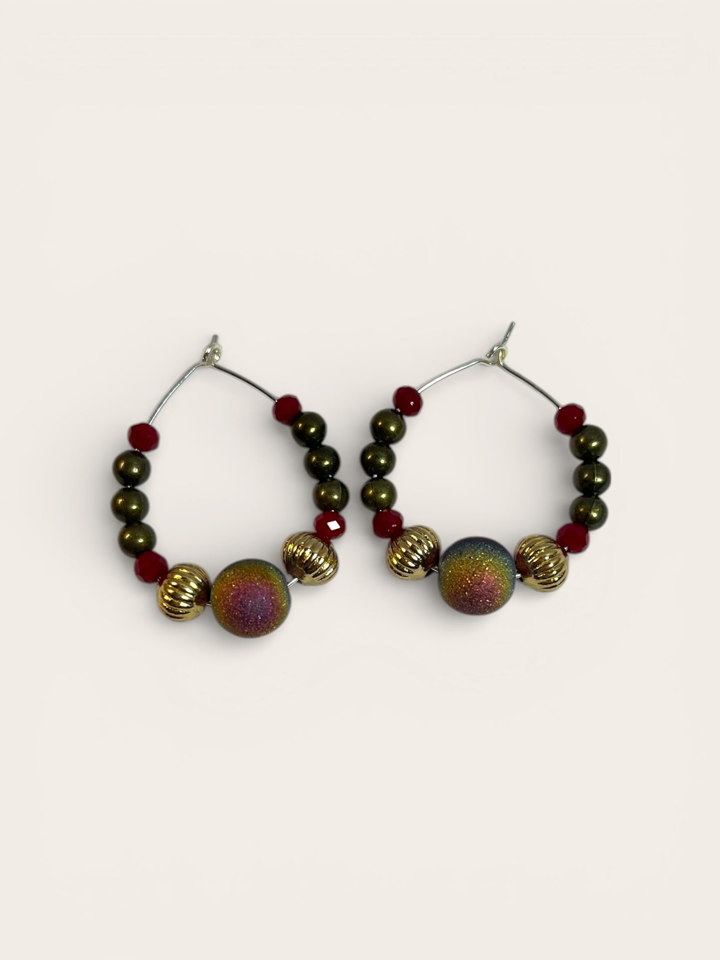 Golden Ember Glass Hoop Earrings | Handcrafted Lightweight Artisan Jewelry