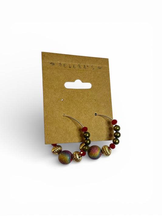 Golden Ember Glass Hoop Earrings | Handcrafted Lightweight Artisan Jewelry
