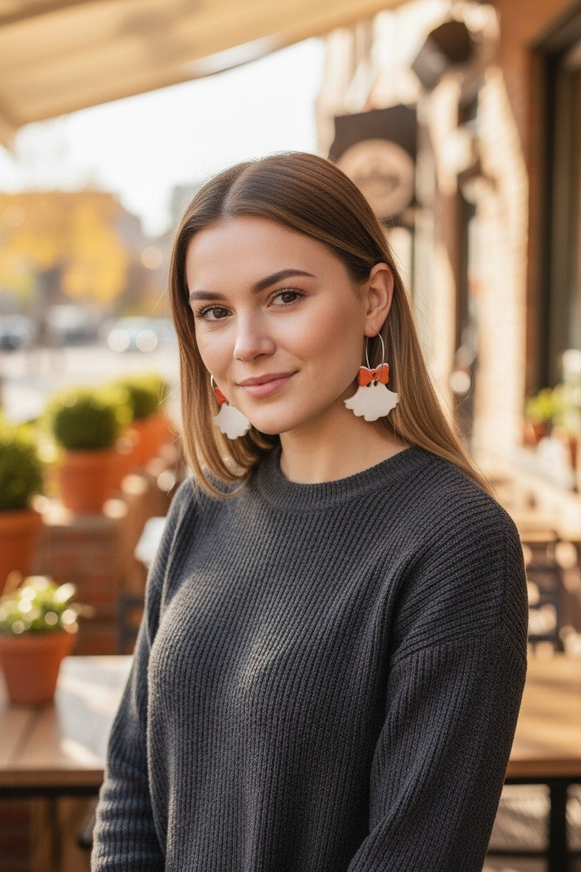 Helena’s Artisan & Gift Co. Festive Ghost Hoop Earrings
